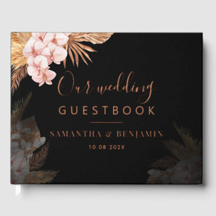 Terracotta Pampas Grass Script Wedding Rose Gold Gästebuch