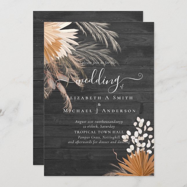 Terracotta Pampas Tropische Hochzeit (Vorne/Hinten)