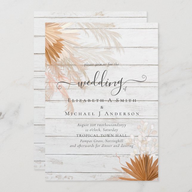 Terracotta Pampas Tropische Hochzeit (Vorne/Hinten)