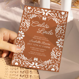 Terracotta Papel Picado Mexican Baby Dusche Einladung