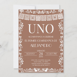 Terracotta Papel Picado UNO First Boy Invitation Einladung