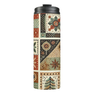 Terracotta Patchwork Quilt Rustic Boho Floral Thermosbecher