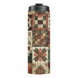 Terracotta Patchwork Quilt Rustic Boho Floral Thermosbecher
