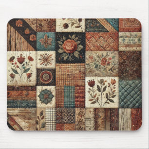 Terracotta Patchwork Quilt Rustikale Blumentheke Mousepad