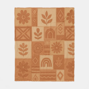 Terracotta Patchwork Quilt Rustikales Bauernhaus Fleecedecke