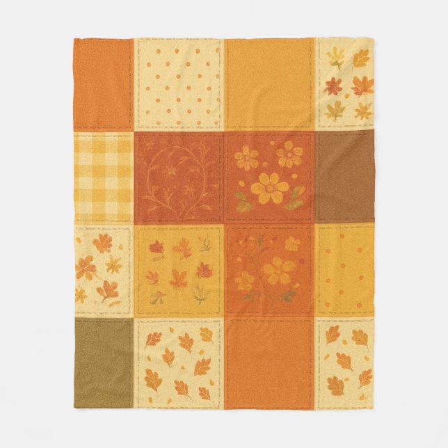 Terracotta Patchwork Quilt Rustikales Bauernhaus Fleecedecke (Vorderseite)
