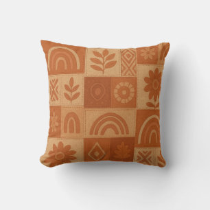 Terracotta Patchwork Quilt Rustikales Bauernhaus Kissen