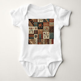 Terracotta Patchwork Rustikales Retrodesign Baby Strampler