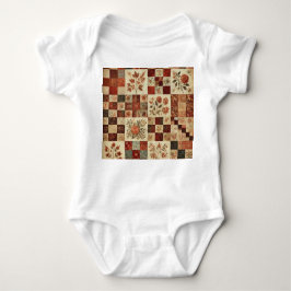 Terracotta Patchwork Rustikales Retrodesign Baby Strampler