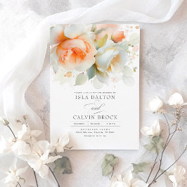 Terracotta Peach and White Blume Boho Wedding Einladung