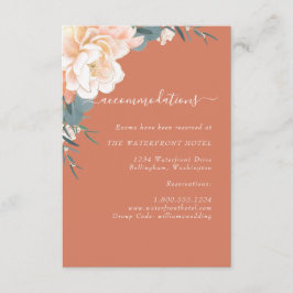 Terracotta Peach Gold Floral Hochzeitsunterkunft Begleitkarte