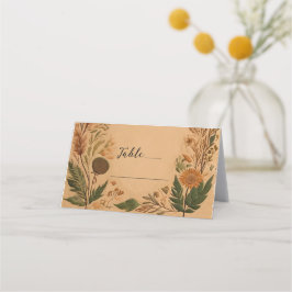 Terracotta Peach Pressed Blume Boho Wedding Platzkarte