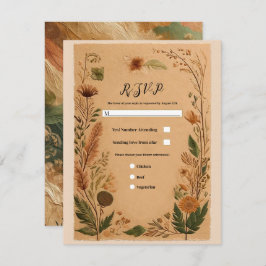 Terracotta Peach Pressed Blume Boho Wedding RSVP Einladung