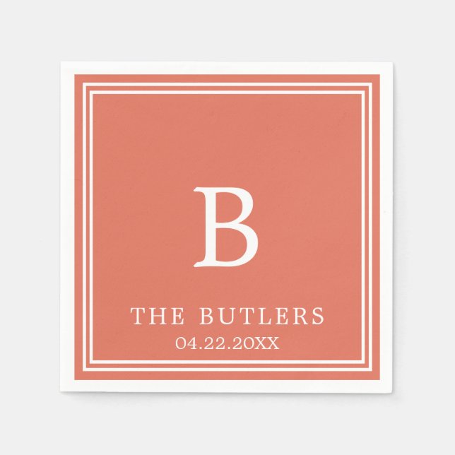 Terracotta Personalisiert Wedding Cocktail Napkins Serviette (Vorderseite)