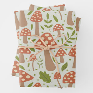 Terracotta Pilze mit grünen Blätter