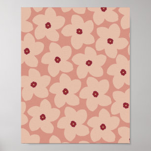 Terracotta Pink Retro Blume Poster