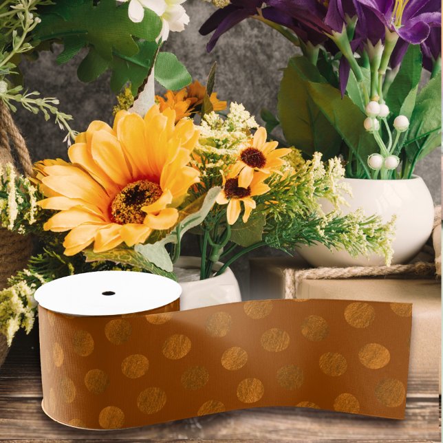 Terracotta Polka Dots Modern & elegant Ripsband (Von Creator hochgeladen)