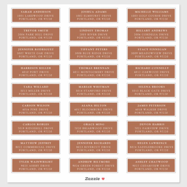 Terracotta | Private Guest Address Labels (Blatt)