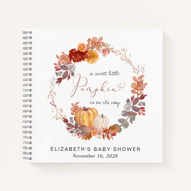 Terracotta Pumpkin Baby Showbook Notizbuch (Vorderseite)
