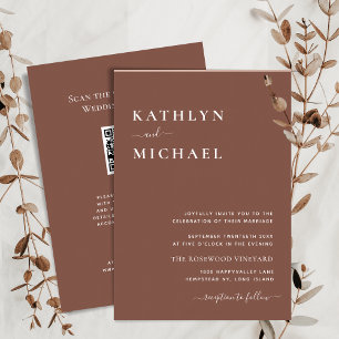 Terracotta QR Code in einer modernen schicken Hoch Einladung