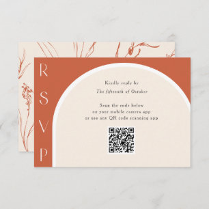 Terracotta QR Code Modern Arch Wedding online RSVP Karte