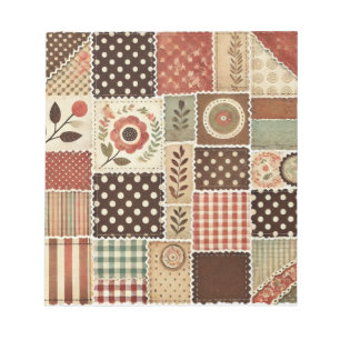Terracotta Quilt and Patchwork Farbenfrohe Blumen Notizblock