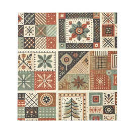 Terracotta Quilt and Patchwork Farbenfrohe Blumen Notizblock