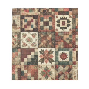 Terracotta Quilt and Patchwork Farbenfrohe Blumen Notizblock