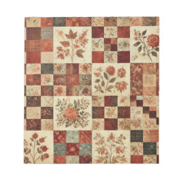 Terracotta Quilt and Patchwork Farbenfrohe Blumen Notizblock
