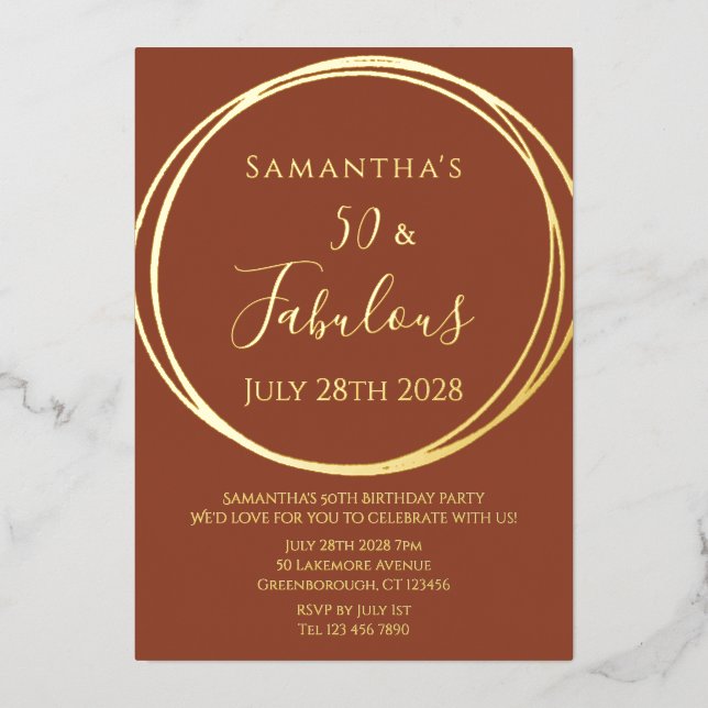 Terracotta Real Gold Folieneinladung (Vorderseite)