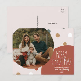Terracotta Red Boho Polka Dot Christmas One Foto Feiertagspostkarte