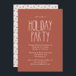 Terracotta Red Boho Polka Dot Christmas Party Einladung<br><div class="desc">Diese terracotta roten boho polka dot weihnachtliche Party Einladung ist perfekt für Ihre moderne böhmische Landhaus-inspiriert Urlaub Gruß. Der klassische rustikale, aber zarte Schriftart verleiht ihm einen erdigen Vintagen Look und behalte ihn niedlich und einfach. Die Polka-Punkte kommen in Erdtönen wie Rot, Salbei, Rosa, Rosa, Terrakotta, Rost und Bräune. Das...</div>