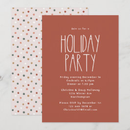Terracotta Red Boho Polka Dot Christmas Party Einladung