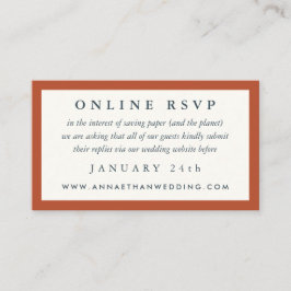 Terracotta Red Frame Wedding Online RSVP Card Begleitkarte