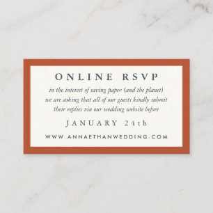 Terracotta Red Frame Wedding Online RSVP Card Begleitkarte
