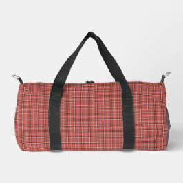 Terracotta Red Plaid Retro Color Duffle Bag