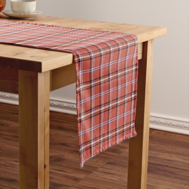 Terracotta Red Plaid Retro Color Table Runner Kurzer Tischläufer (Beispiel)