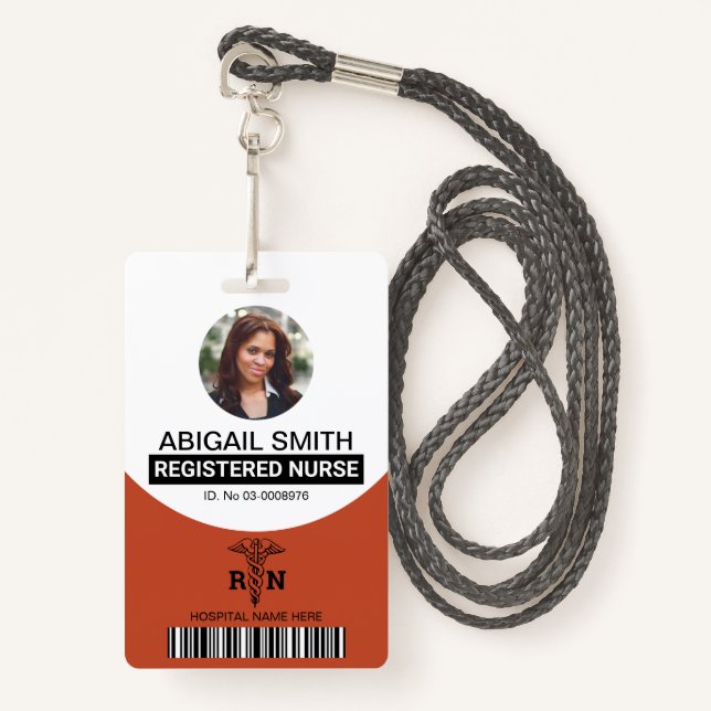 Terracotta Registered Krankenschwester caduceus Fo Ausweis (Vorderseite mit Schlüsselband)