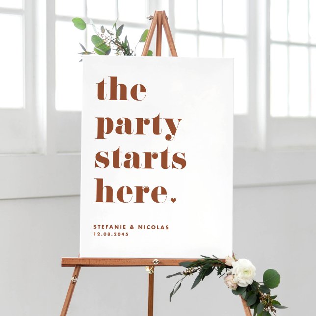 Terracotta Retro Bold Das Party beginnt hier Poster (Von Creator hochgeladen)