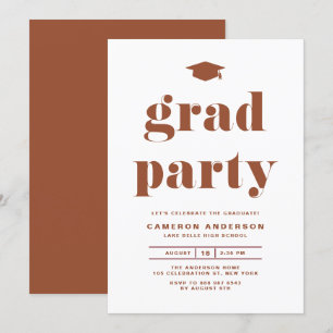 Terracotta Retro Bold Typografy Graduation Party Einladung