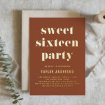 Terracotta Retro Bold Typografy Sweet 16 Birthday Folieneinladung<br><div class="desc">Mit dieser individuell gestaltbaren Einladung zum 16 . Geburtstag Geburtstag laden wir Sie zu Ihrer Veranstaltung ein. Es zeichnet sich durch Retro fett und einfache Typografie aus. Personalisieren Sie diese,  indem Sie Ihre Daten hinzufügen. Diese Goldfolie süß 16 Party Einladungen ist perfekt für jedes Event Thema.</div>