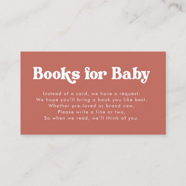 Terracotta Retro-Bücher für Babys Begleitkarte (Vorderseite)