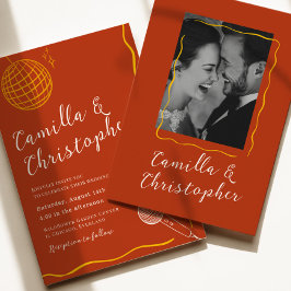 Terracotta Retro Disco Wedding Einladung