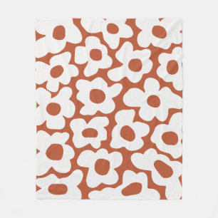 Terracotta Retro Groovy Baby Blume Muster Fleecedecke