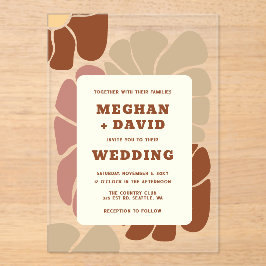 Terracotta Retro Groovy Boho Chic Floral Wedding Acryleinladungen