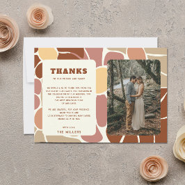 Terracotta Retro Groovy Boho Chic Floral Wedding Dankeskarte