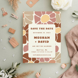 Terracotta Retro Groovy Boho Chic Save the Date Ankündigung