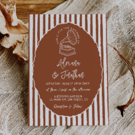 Terracotta Retro Hand Painted Wedding Einladung