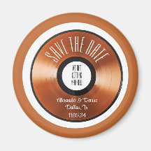 Terracotta-Retro-Vinyl-Platte Save the Date