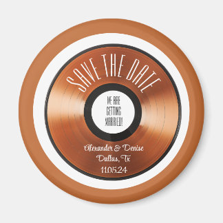 Terracotta-Retro-Vinyl-Platte Save the Date Magnet